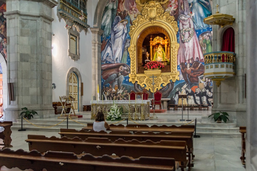 Candelaria, Spain - September 16, 2016: Interior of the Basilica of Nuestra Senora de la Candelaria located at Candelaria, Tenerife Island.