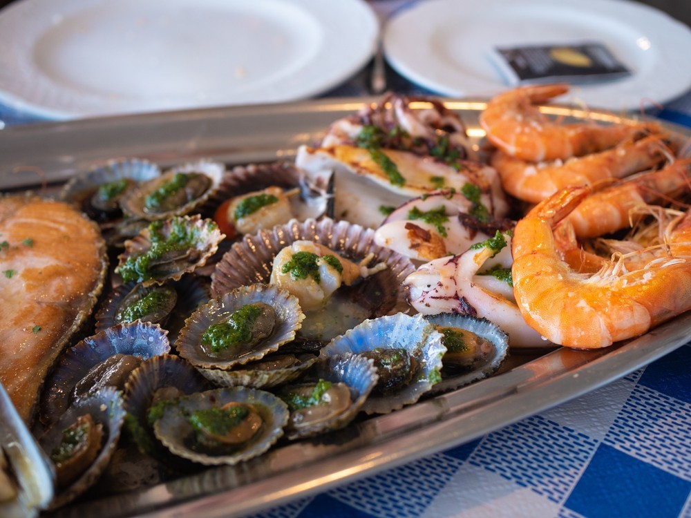 Sea food platter at a restaurant in Tenerife