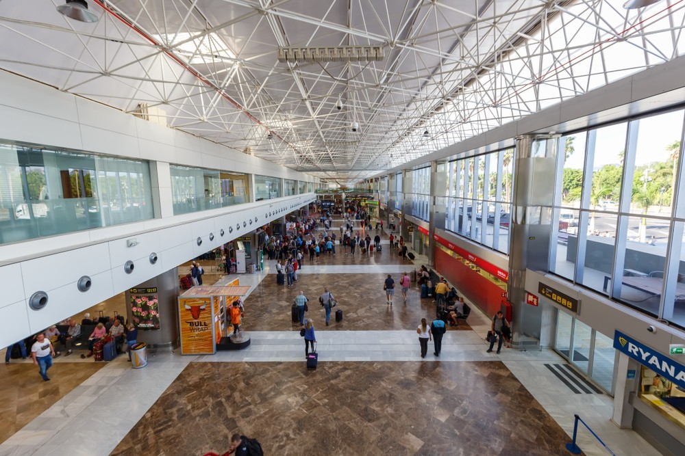 Tenerife, Spain – November 26, 2019: Terminal of Tenerife South airport (TFS) in Spain.