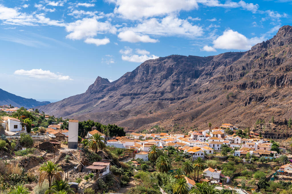 Landscape with Fataga Village on Gran Canaria, Canary Islands, Spain