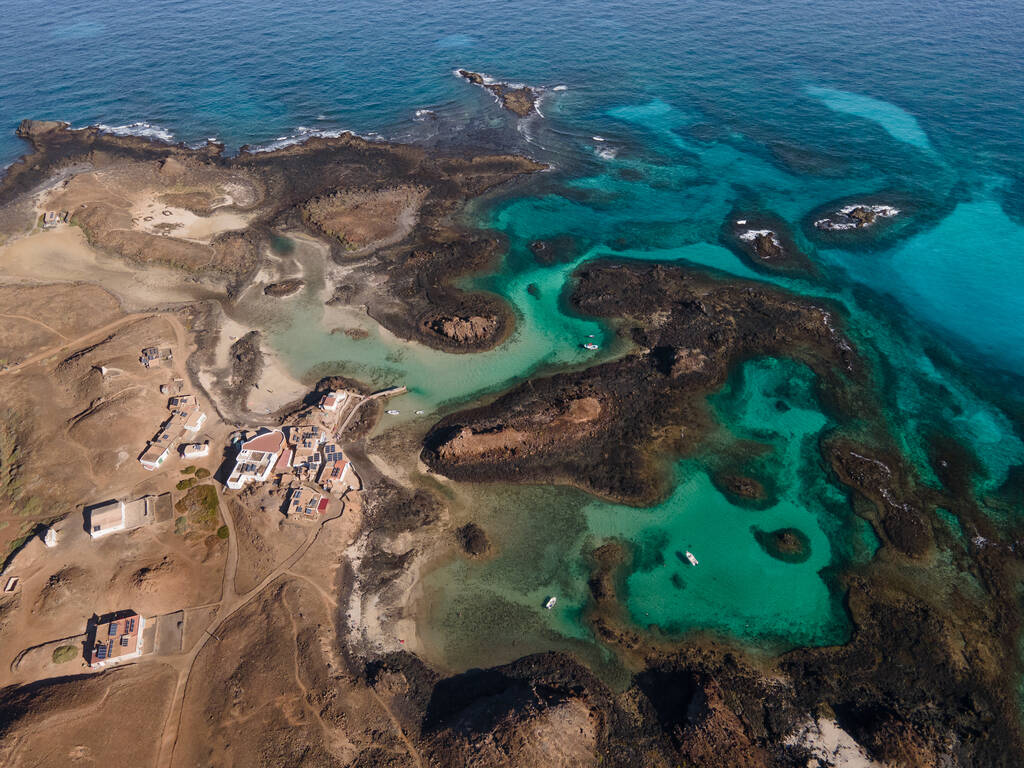Lobos Island aerial drone shot - Canary Islands