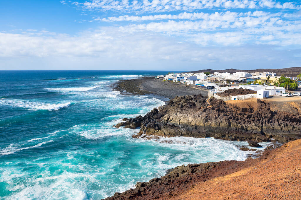 Beautiful view of volcanic beach from El Golfo viewpoint - Lanzarote, Canary Islands - Spain