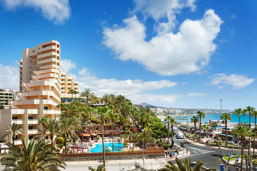 Cityscape of resort town Playa del Ingles. Maspalomas. Gran Canaria.