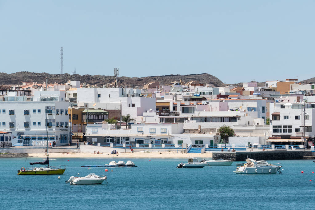 Corralejo, Spain; April 28th 2021: Playa la Clavellina and Muelle Chico, Corralejo, Fuerteventura Island