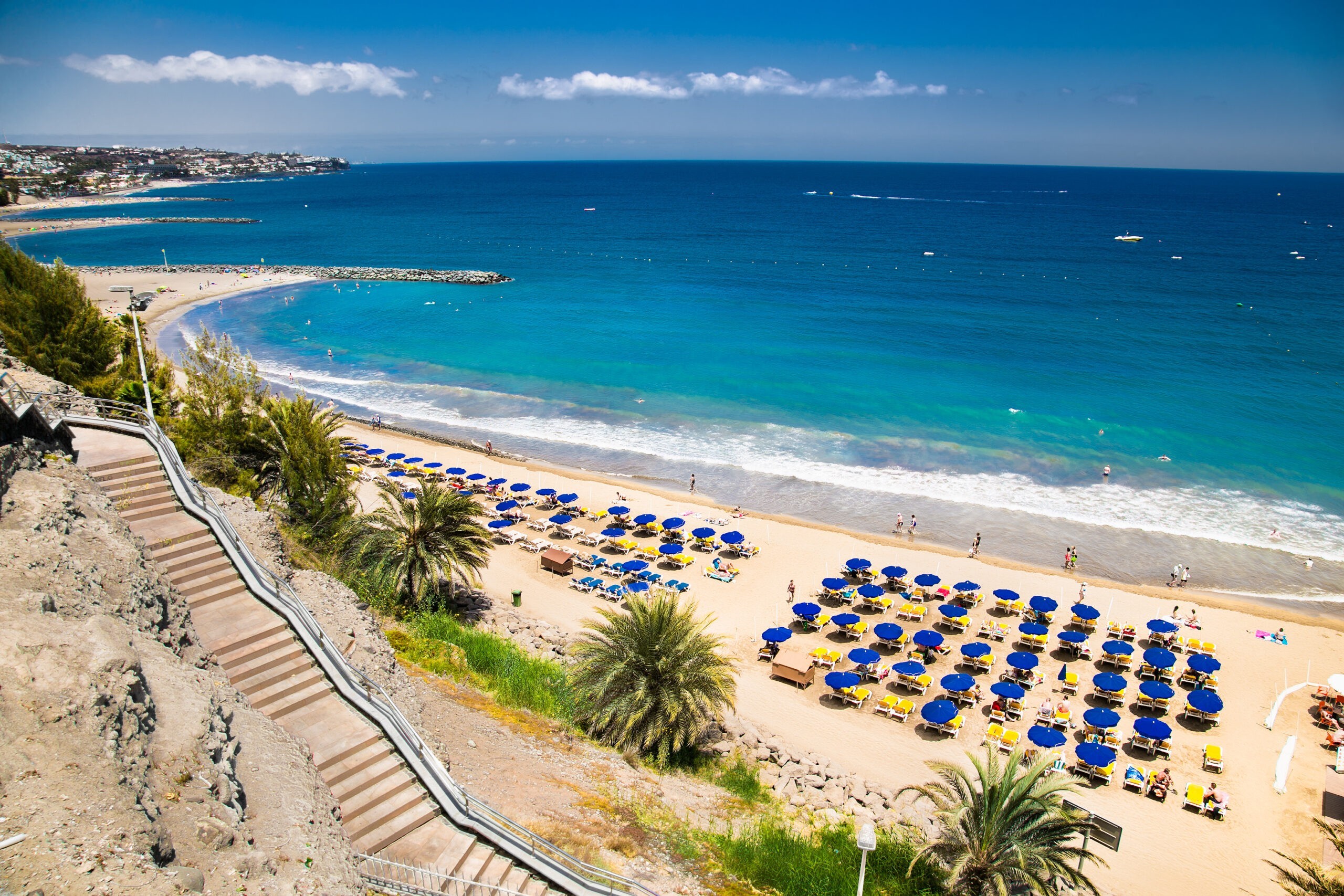 Panoramiczny widok na plaży Maspalomas na Gran Canaria. Hiszpania.