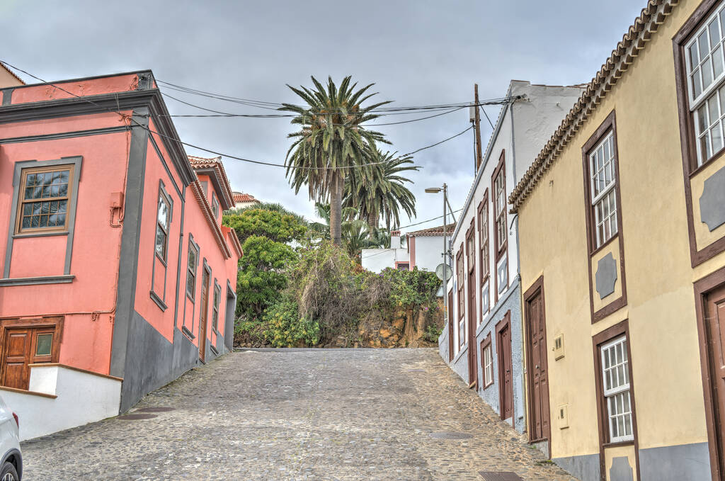 San Andres, La Palma, Spain - April 2021 : Historical center in cloudy weather, HDR Image