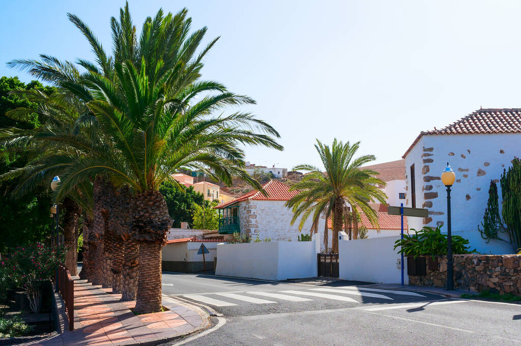 Street in the town of Pajara. Canary Islands travel photo. Bike trip over Fuerteventura. 