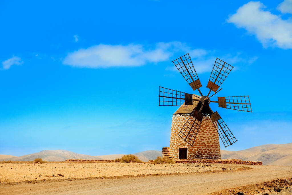 Windmill Fuerteventura . Old windmill. Tefia windmill Fuerteventura at Canary Islands of Spain